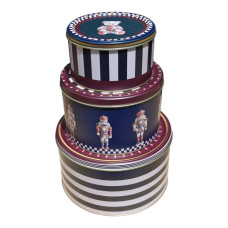 The Nutcracker Parade Collection Metal 3 Pcs Cylinder Storage Canister Set