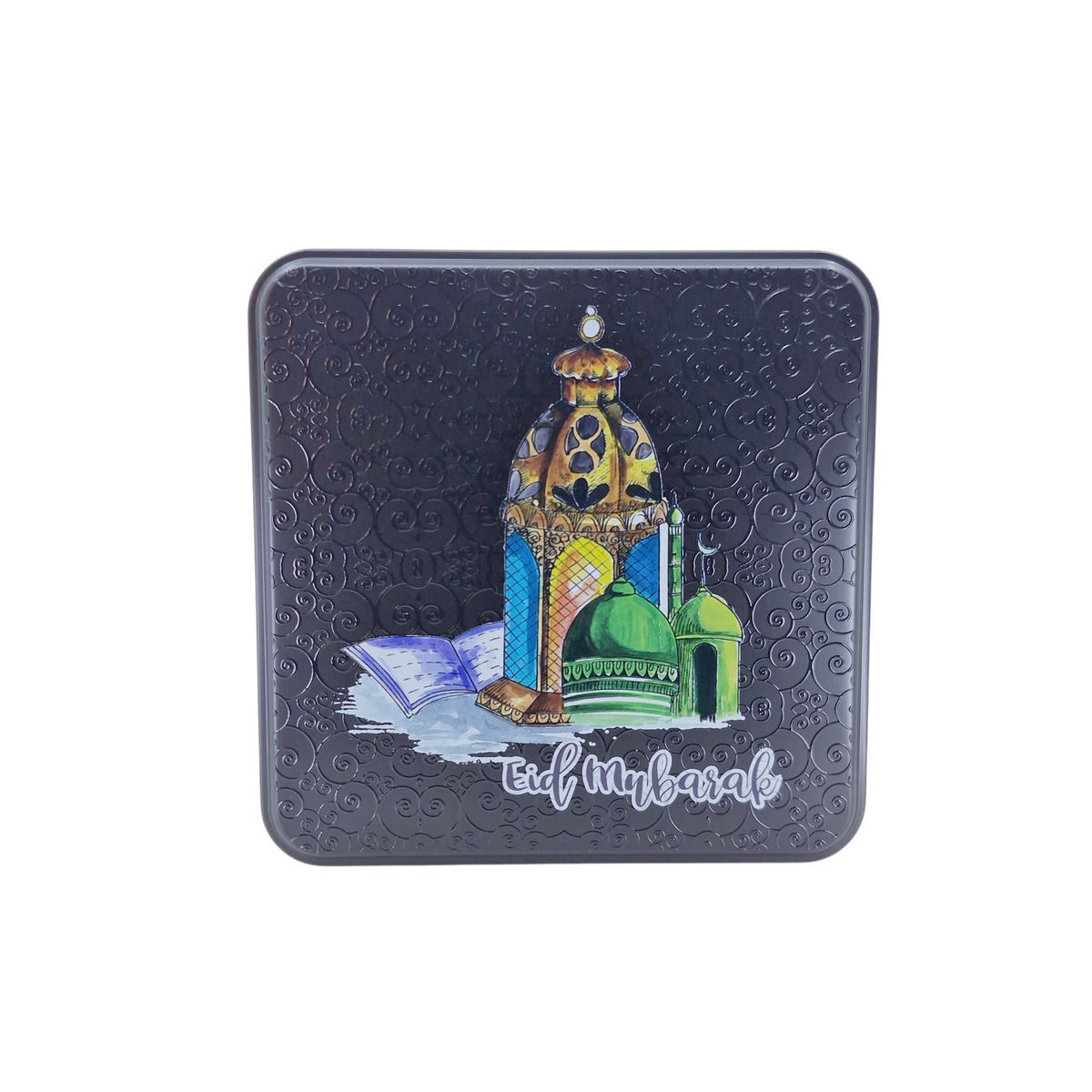 Custom Printed 218x218x40 mm Matte Black Square Tin Box