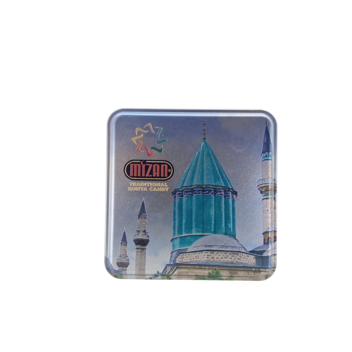 Custom Printed 158x158x40 mm Matte Silver Square Tin Box